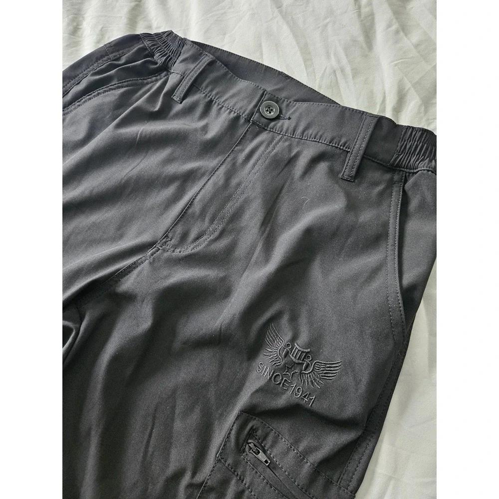 Yawho Sports Cargo Pants Legendary Since 1941 Black Elastic Waist Size Small‎ - Picture 4 of 8